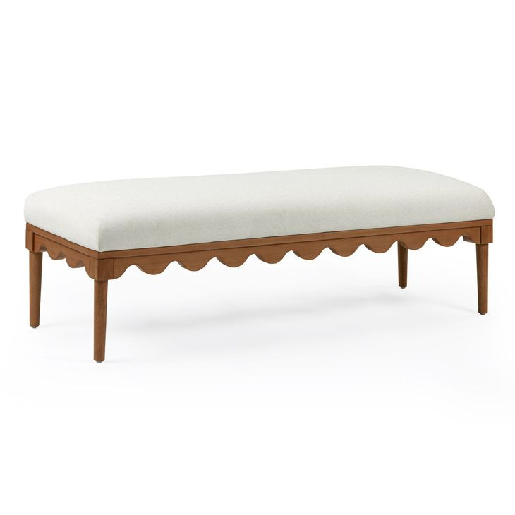 Oodle Cream Performance Fabric Upholstered Accent Bench
