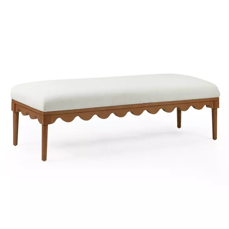 Oodle Cream Performance Fabric Upholstered Accent Bench
