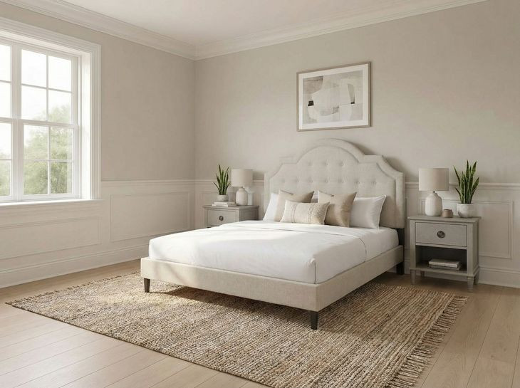 Zest Beige and Black Upholstered Panel Bedroom Set