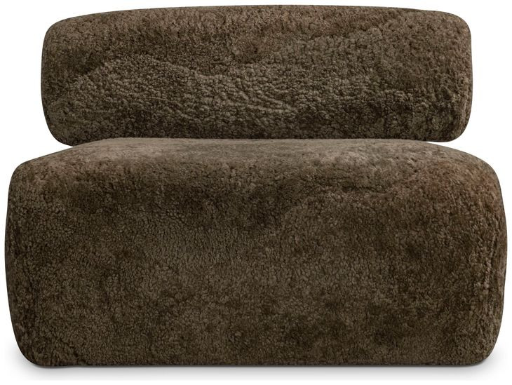 Paley Brown Leather Shearling Swivel Chair