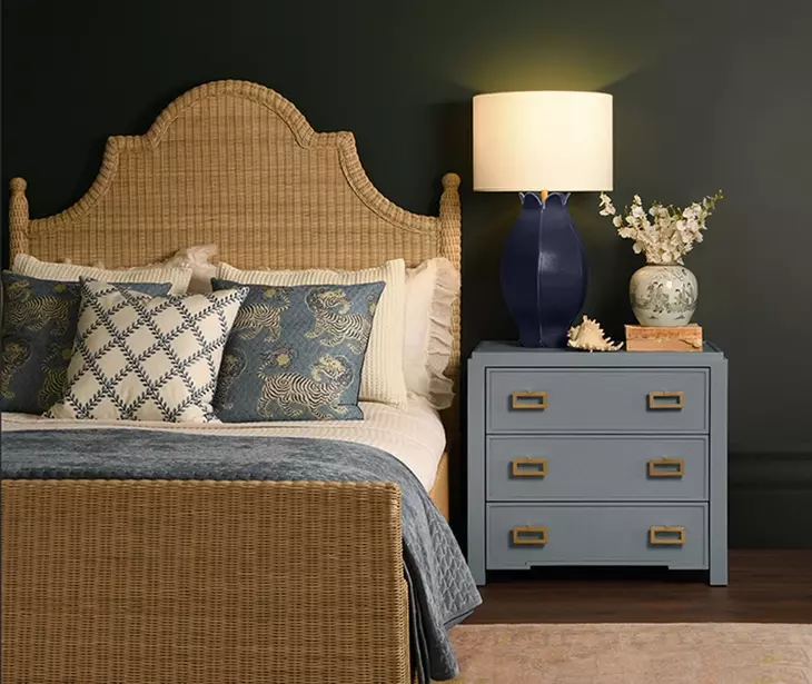 Chamberlain Natural Rattan King Panel Bed With Arched Headboard