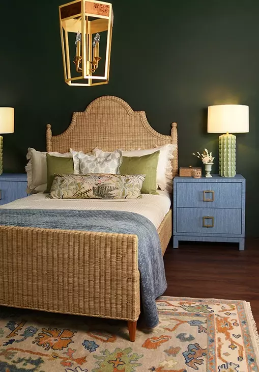 Chamberlain Natural Rattan Queen Panel Bed With Arched Headboard