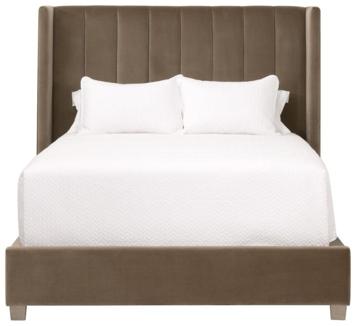 Chandler Caramel and Natural Gray Oak King Upholstered Panel Bed