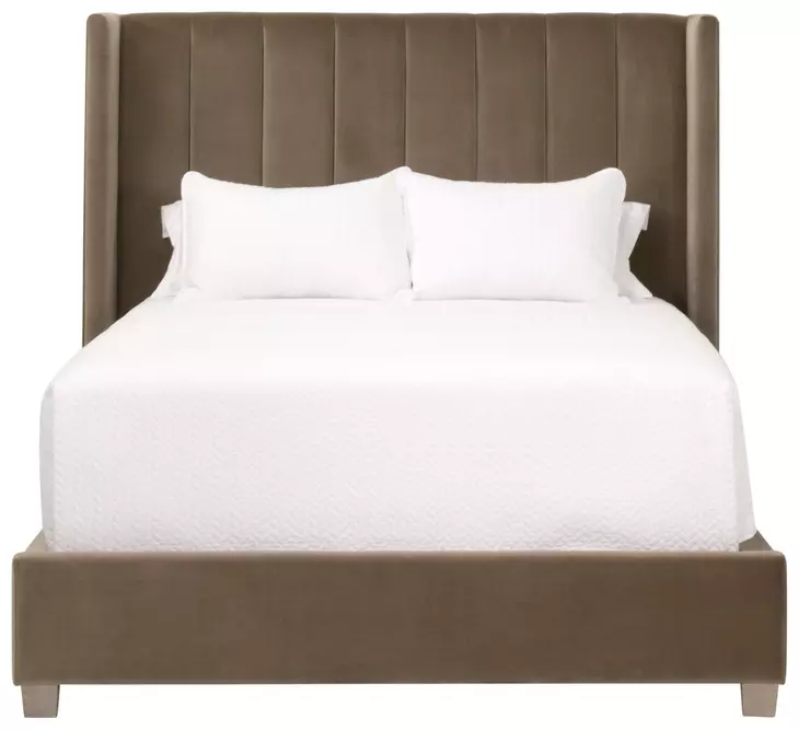 Chandler Caramel and Natural Gray Oak California King Upholstered Panel Bed