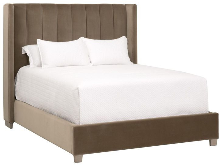 Chandler Caramel and Natural Gray Oak King Upholstered Panel Bed