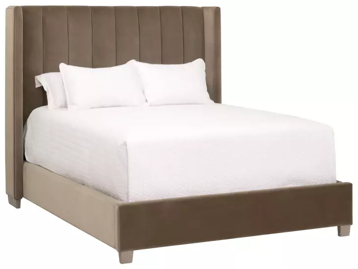 Chandler Caramel and Natural Gray Oak California King Upholstered Panel Bed