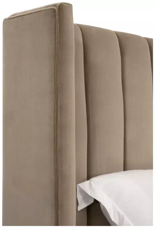 Chandler Caramel and Natural Gray Oak California King Upholstered Panel Bed