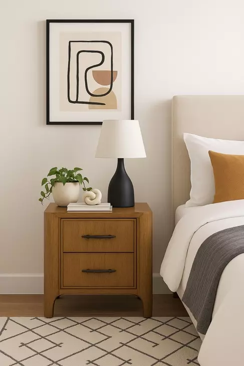 Blue Mallee Brown 2 Drawer Nightstand with USB Charging