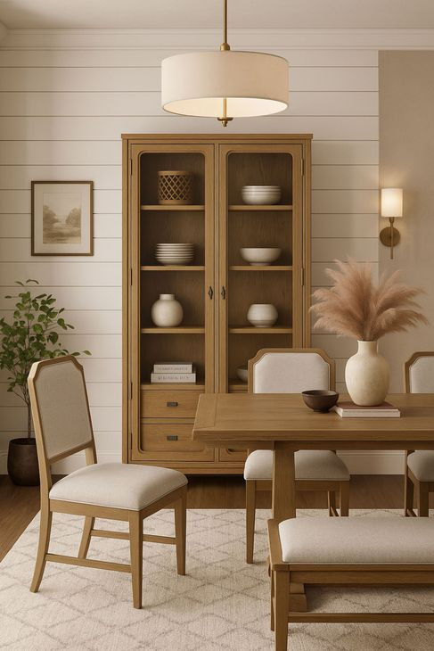 Magnolia Cashew 2 Glass Door Tall Display Cabinet