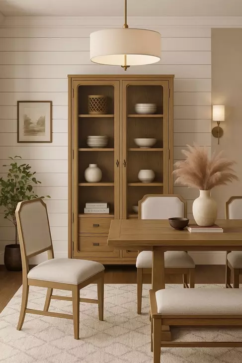 Magnolia Cashew 2 Glass Door Tall Display Cabinet