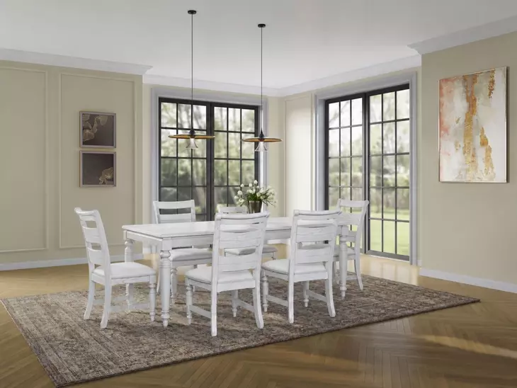 Clover Ridge Whitewash Extendable Dining Room Set