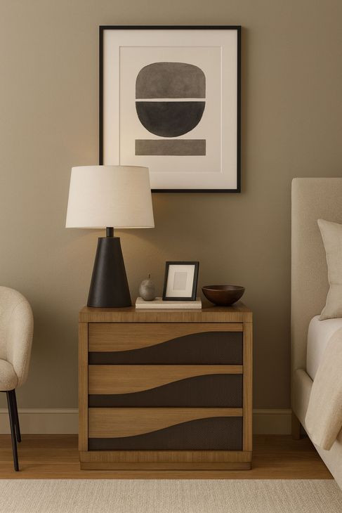 Blue Mallee Brown and Black 3 Drawer Bachelors Chest