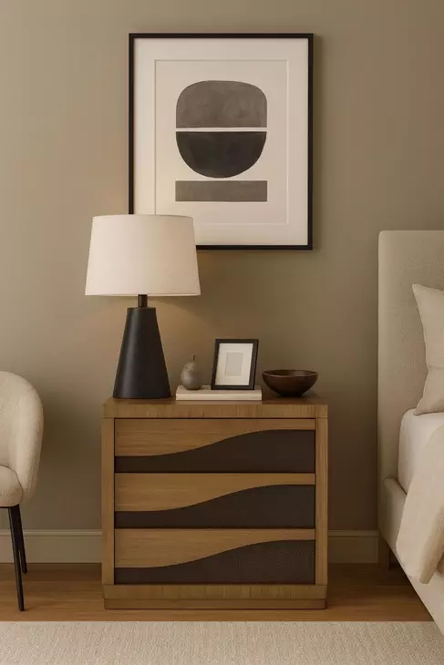 Blue Mallee Brown and Black 3 Drawer Bachelors Chest