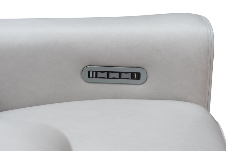 Chester Denisa Soft White Leather 76" Power Reclining Loveseat with Console and USB Charging