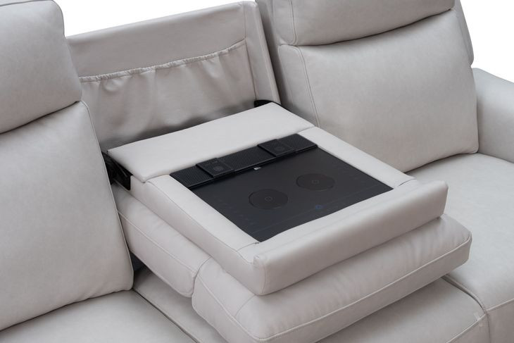 Chester Denisa Soft White Leather 85" Power Reclining Sofa with Power Lumbar and USB Charging