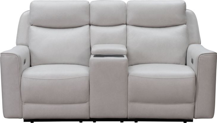 Chester Denisa Soft White Leather 76" Power Reclining Console Loveseat with Power Lumbar and USB Charging