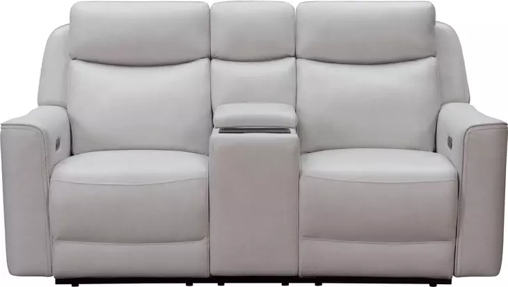 Chester Denisa Soft White Leather 76" Power Reclining Console Loveseat with Power Lumbar and USB Charging