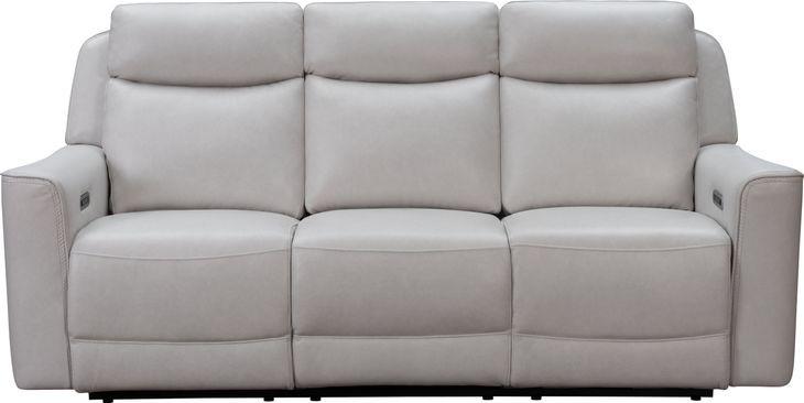 Chester Denisa Soft White Leather 85" Power Reclining Sofa with Power Lumbar and USB Charging