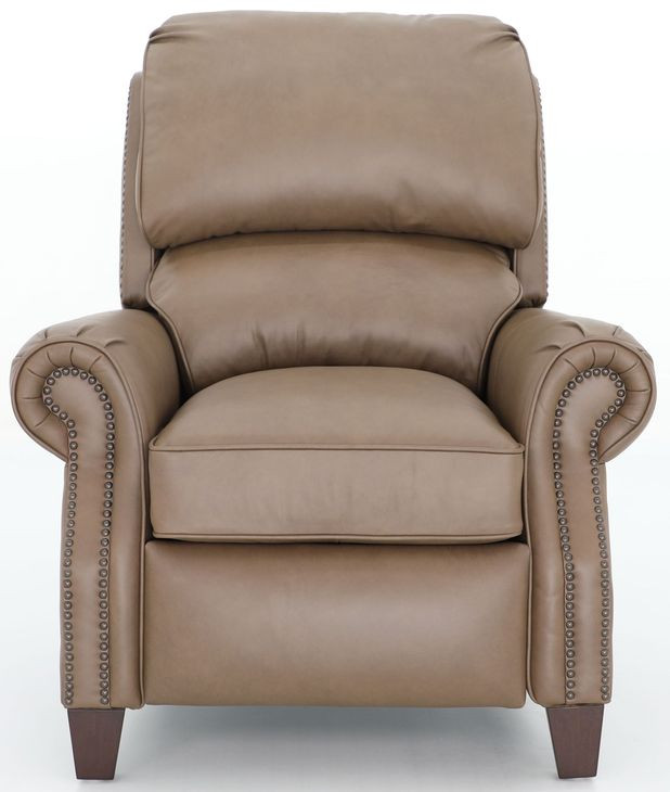 Churchill Cashmere Taupe Leather Push Thru The Arms Recliner