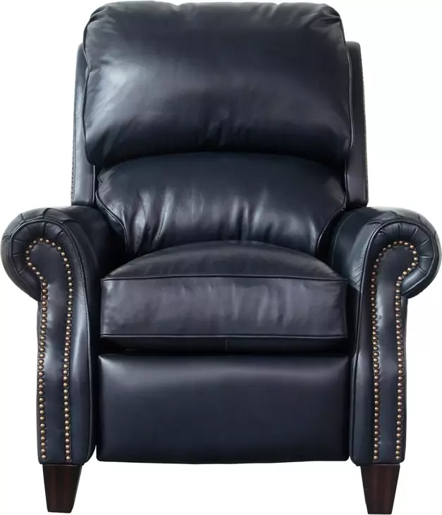 Churchill Shoreham Blue Leather Push Thru The Arms Recliner with Nailhead Trim