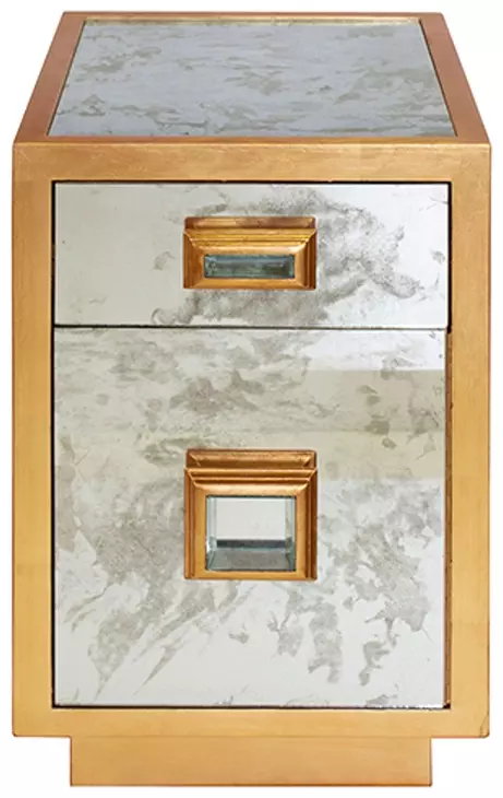 Cisco Gold Leaf Rectangular 2 Drawer Side Table