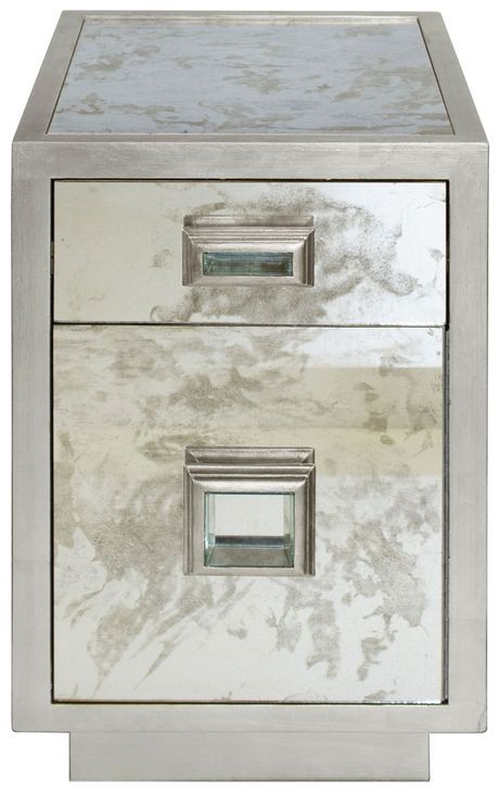 Cisco Silver Leaf Rectangular 2 Drawer Side Table
