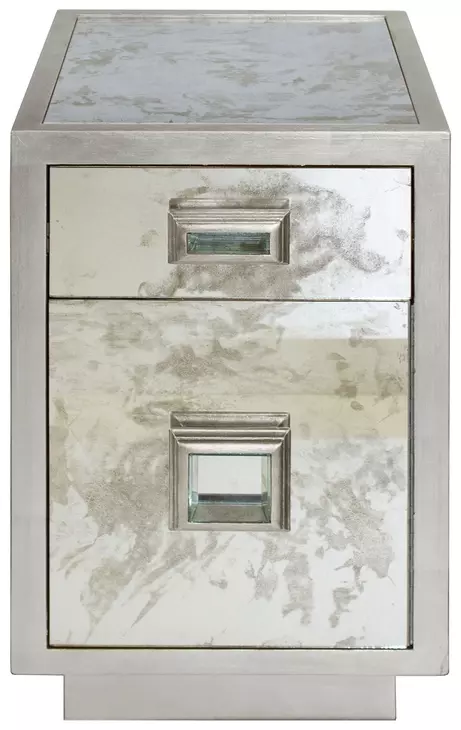 Cisco Silver Leaf Rectangular 2 Drawer Side Table
