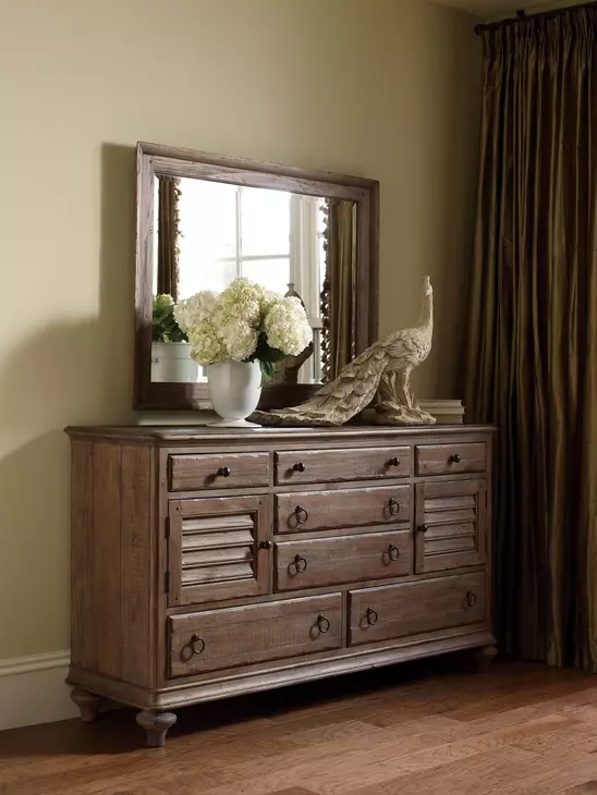 Homestead Pine Heather 7 Drawer Ellesmere Dresser with Rectangular Mirror