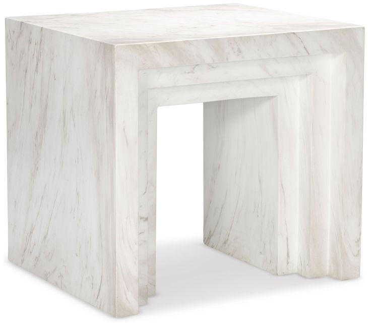 Aries White Marble Rectangular End Table