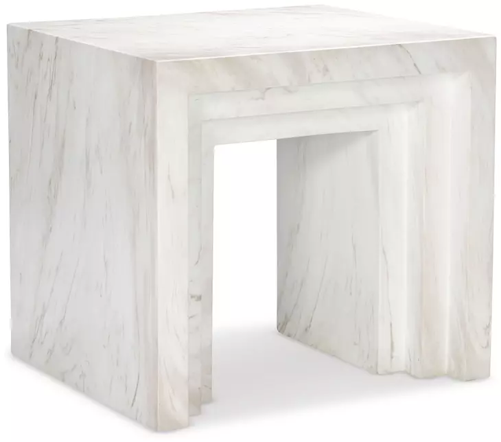 Aries White Marble Rectangular End Table