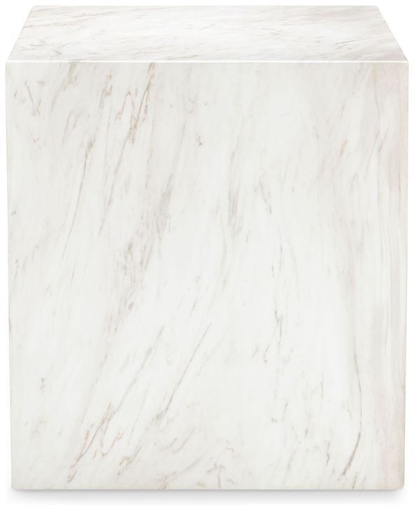 Aries White Marble Rectangular End Table
