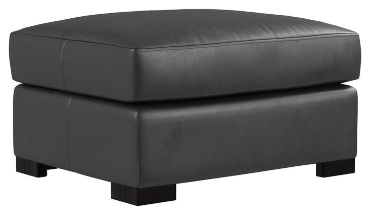 Germain Charcoal Leather Upholstered Rectangular Ottoman