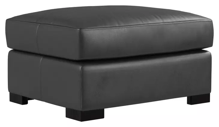 Germain Charcoal Leather Upholstered Rectangular Ottoman