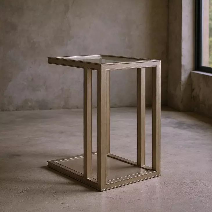Glaze Quartz Rectangular Glass Top End Table