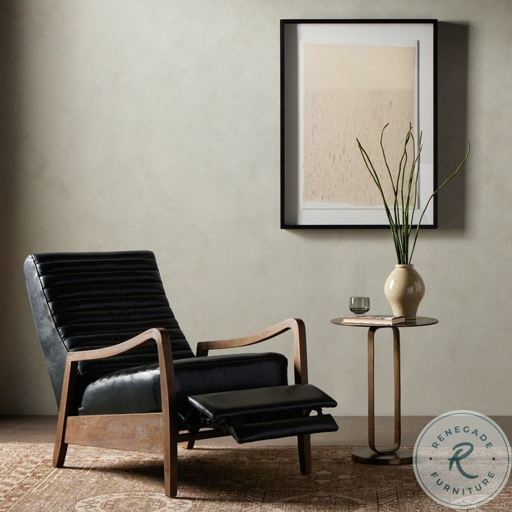 Chance Dakota Black Leather Recliner