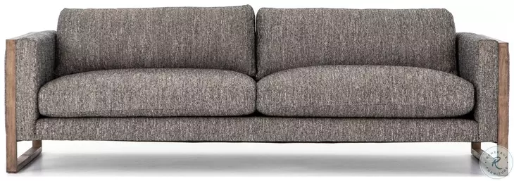 Otis Arden Charcoal and Distressed Natural Performance Fabric Sofa