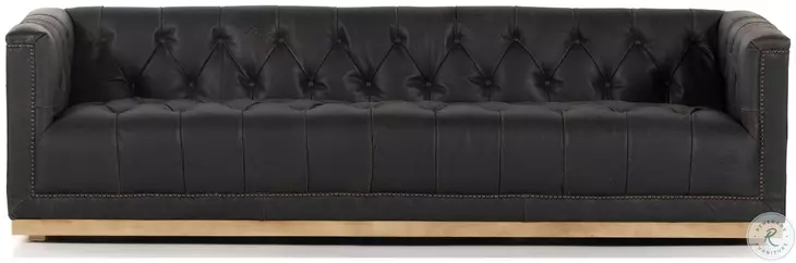 Maxx Destroyed Black Leather 95" Sofa