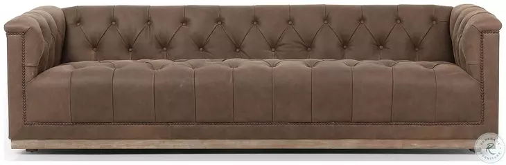 Maxx Umber Grey Leather 95" Sofa