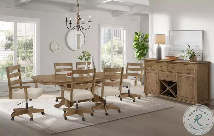Colonial Oak Weathered Chestnut Trestle Extendable Dining Table