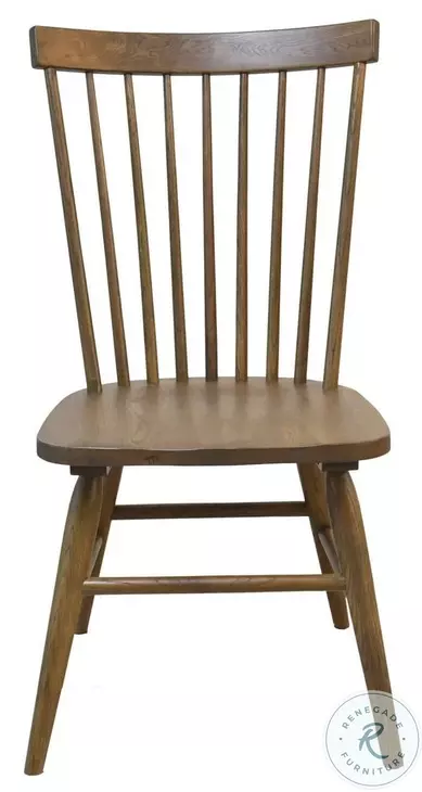 Colonial Oak Weathered Chestnut Spindle Back Side Chair Set of 2