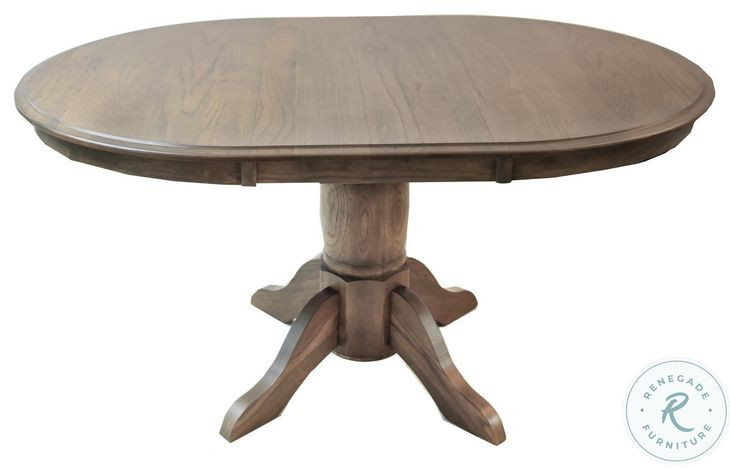 Colonial Oak Weathered Chestnut Pedestal Extendable Dining Table