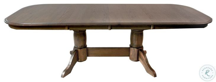 Colonial Oak Weathered Chestnut Trestle Extendable Dining Table