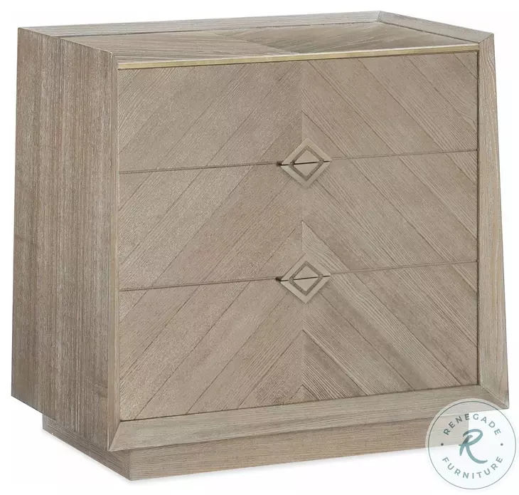Crossed Purposes Ash Driftwood And Sundance Gold Bedside Chest
