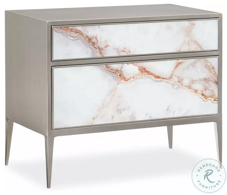 A Real Gem Brushed Nickel 34" Bedside Chest