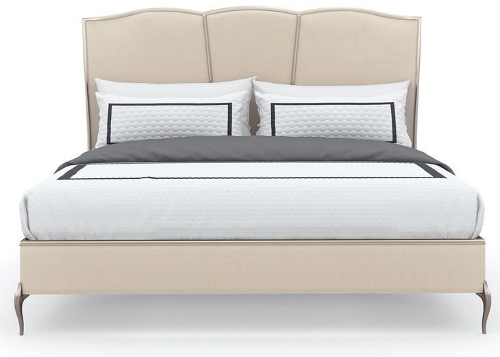 Un-Deux-Trois Soft Silver Paint Performance Fabric Upholstered King Platform Bed