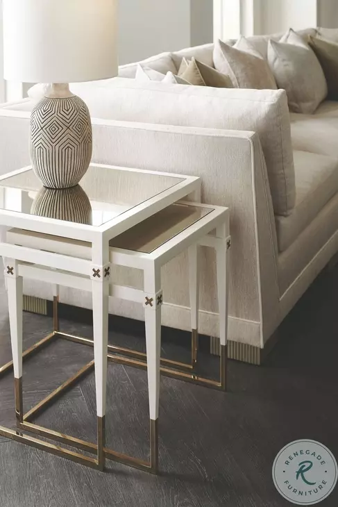 Better Together Pearly White And Majestic Gold End Table Set of 2
