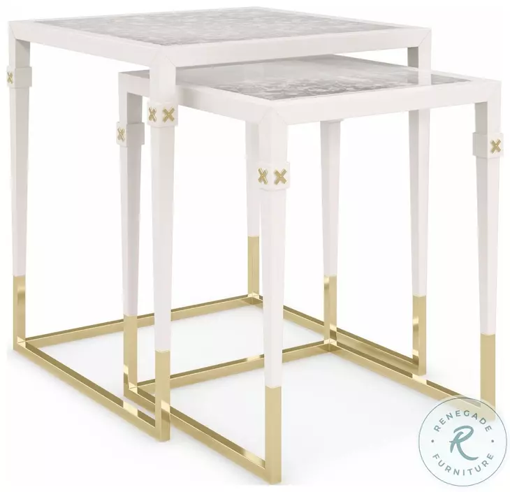 Better Together Pearly White And Majestic Gold End Table Set of 2