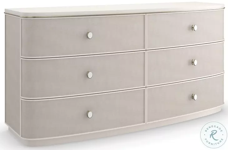 Lyon Almond Milk And Brushed Gold 6 Drawer Dresser
