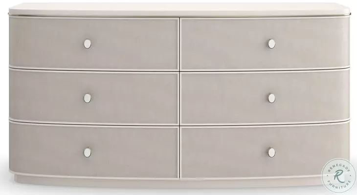 Lyon Almond Milk And Brushed Gold 6 Drawer Dresser