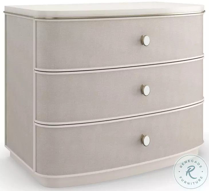 Lyon Almond Milk And Brushed Gold 3 Drawer Nightstand